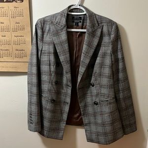 RW & CO plaid double breasted blazer